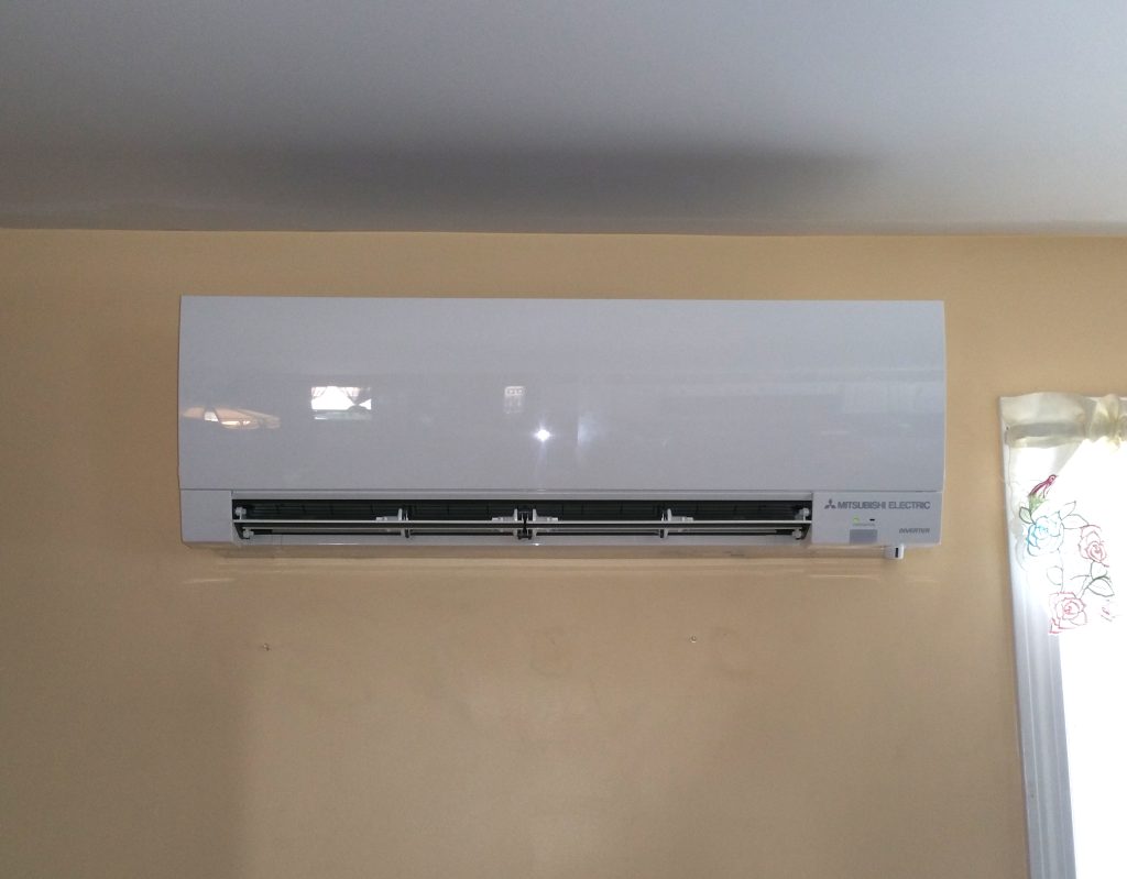 Mitsubishi Heat Pumps 1 A Mitsubishi heat pump recently installed in the Portland area.